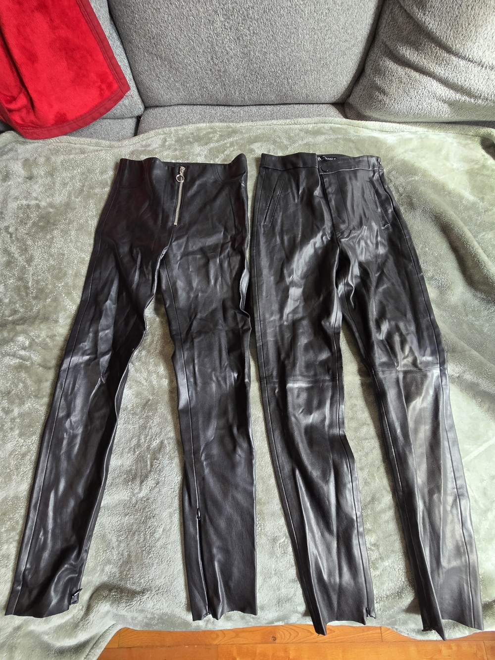 Zara Black Faux Leather Men’s Dress Pants with Front Zip